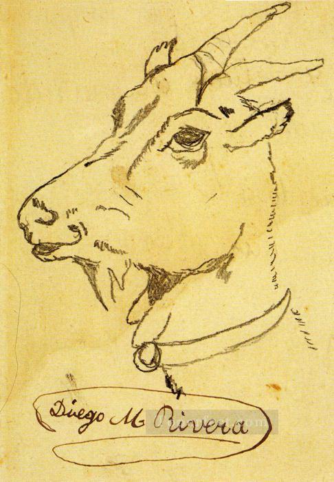 ヤギの頭 ディエゴ・リベラ油絵